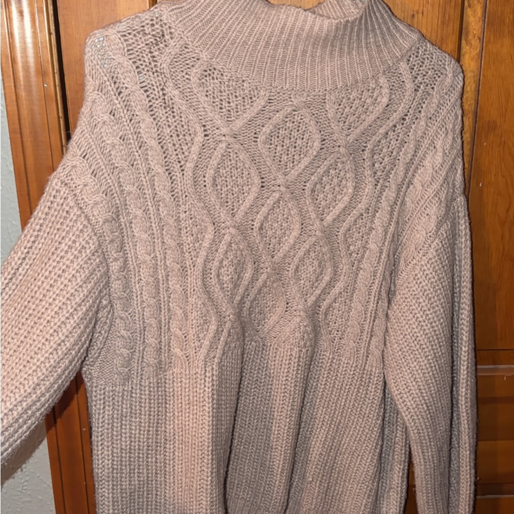a new day Cable Knit Turtleneck Sweater - Mauve